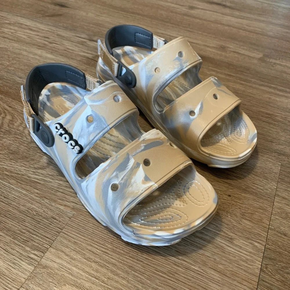 Crocs Classic All Terrain Sandal Tan White Marble - Mens 9 Womens 11